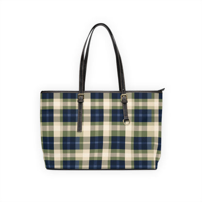 Navy & Olive Plaid Shoulder Bag