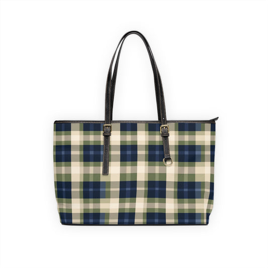 Navy & Olive Plaid Shoulder Bag