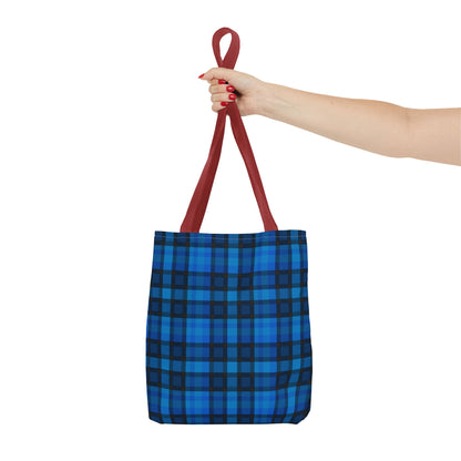 Blue Plaid Tote Bag, Gift for Her or Him,