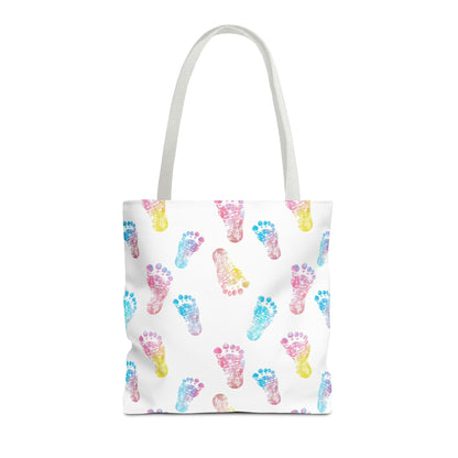 Colorful Baby Footprint Tote Bag,  Gift for New Moms