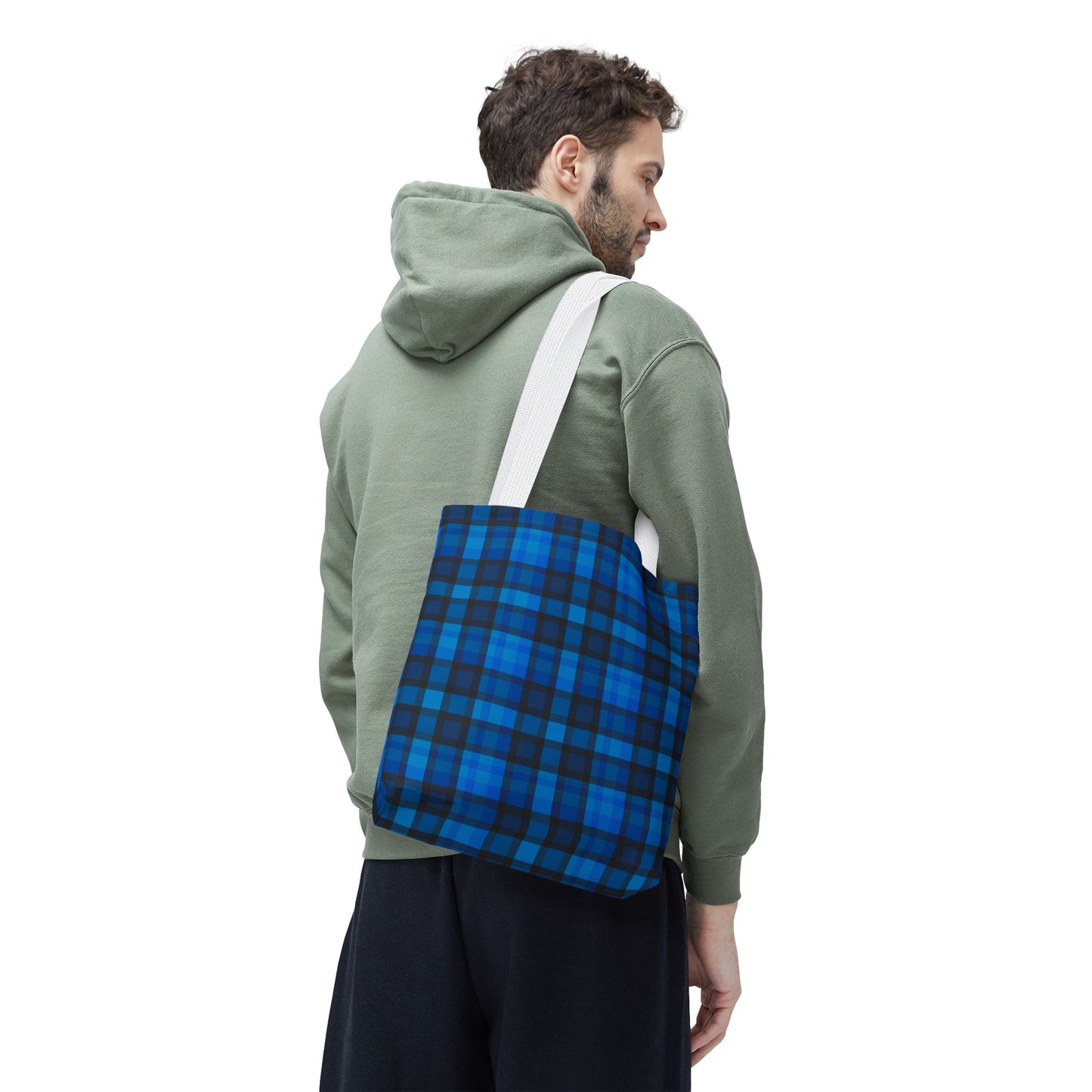 Blue Plaid Tote Bag, Gift for Her or Him,