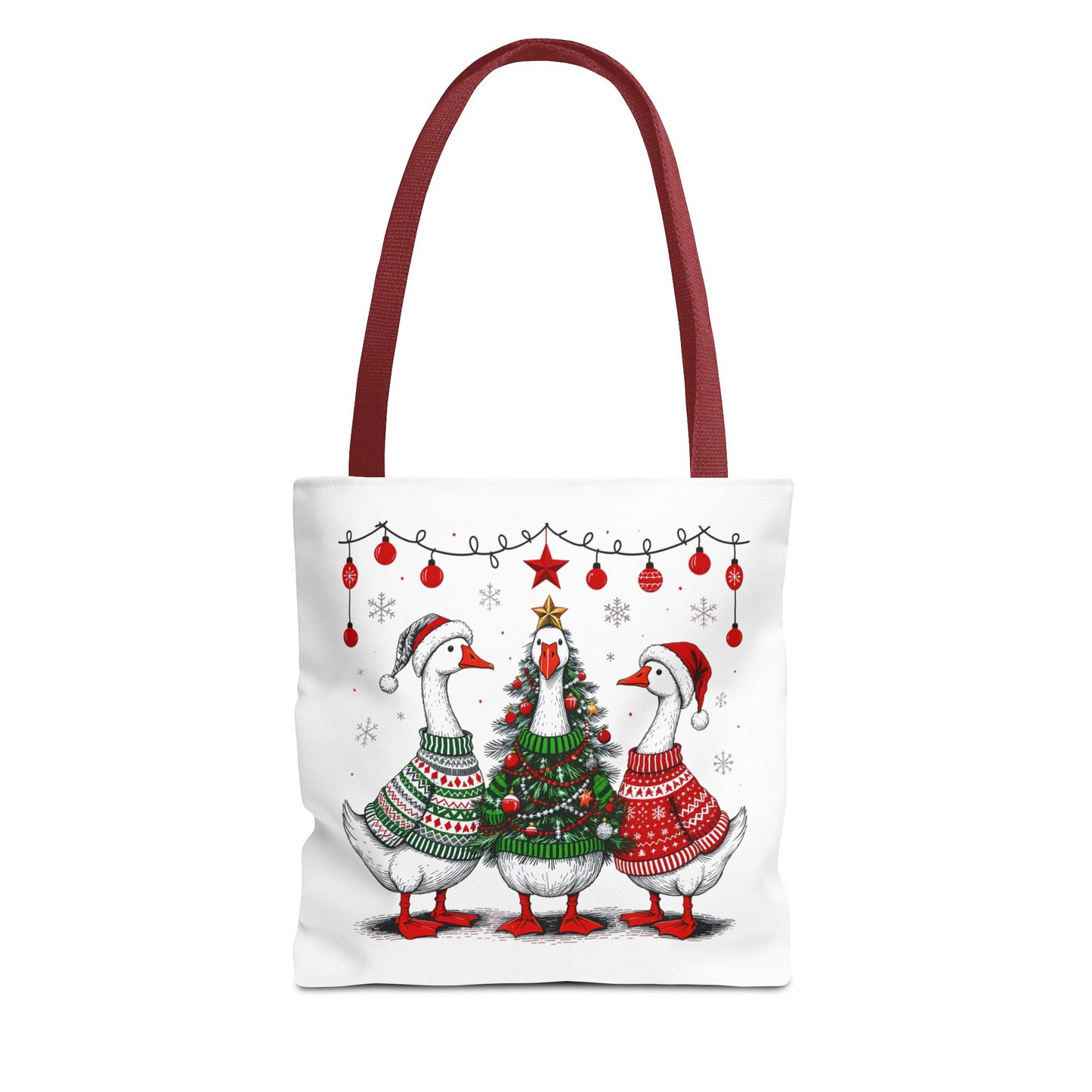 Festive Christmas Geese Tote Bag