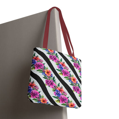 Floral Stripe Tote Bag,