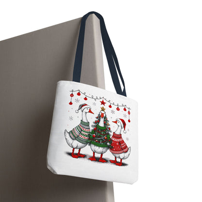 Festive Christmas Geese Tote Bag