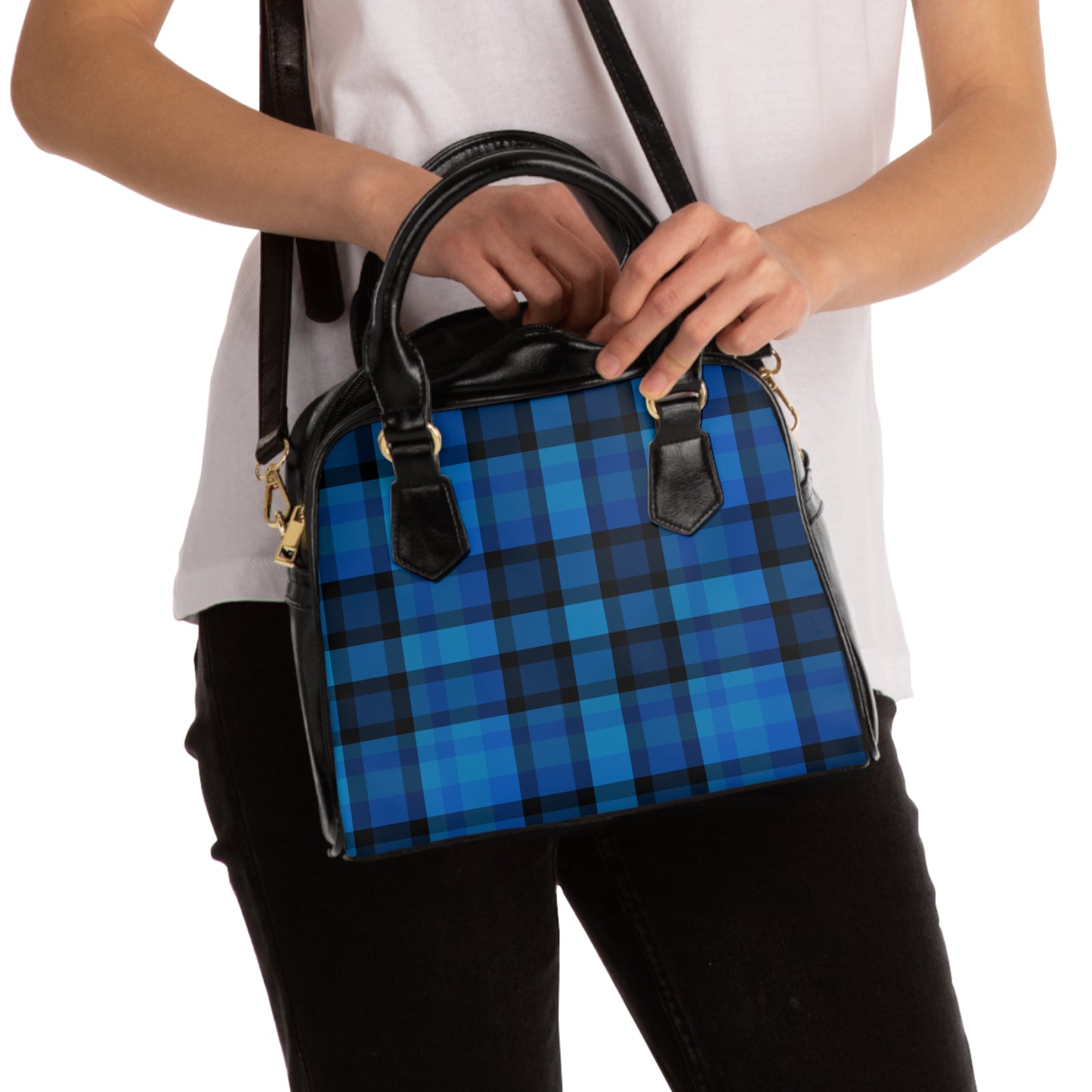 Stylish Plaid Shoulder Handbag
