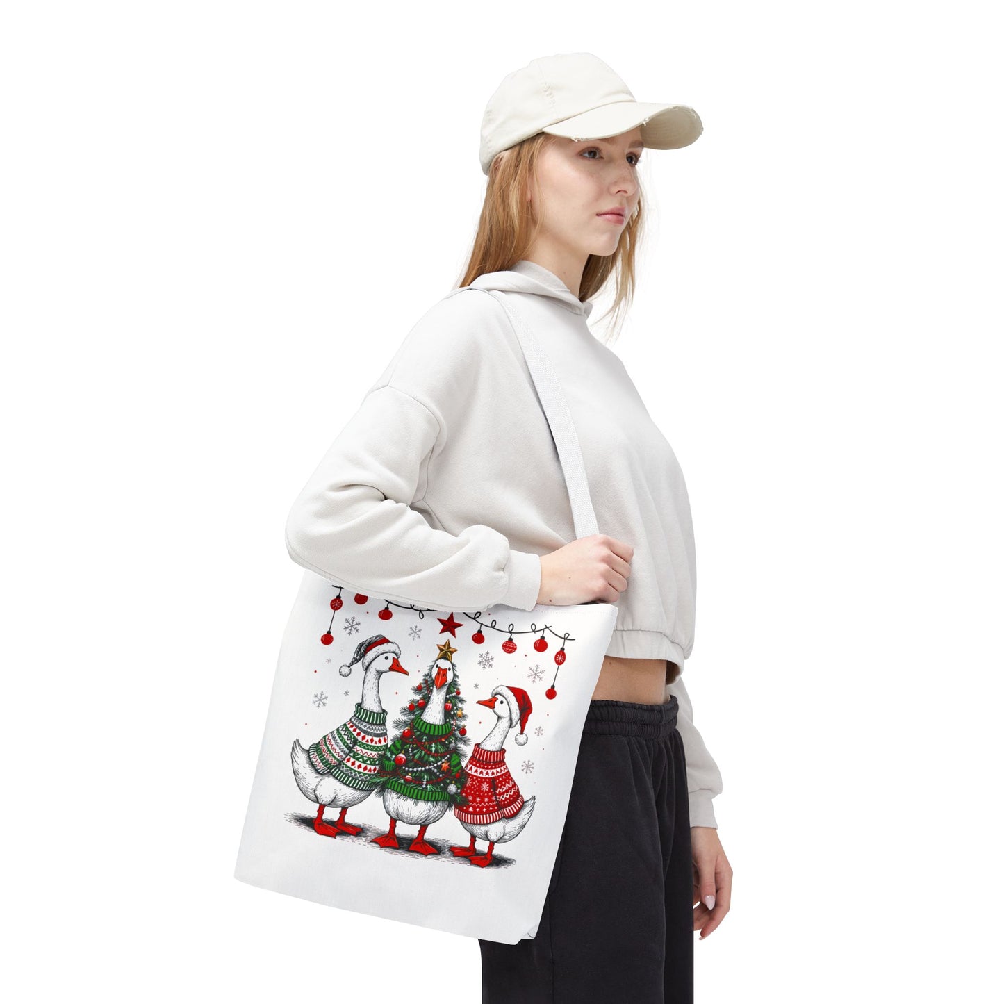 Festive Christmas Geese Tote Bag