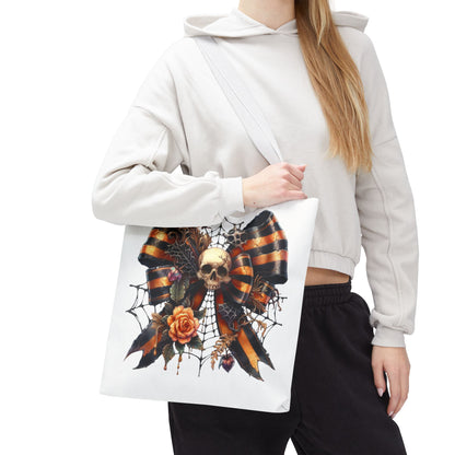 Halloween Skull & Ribbon Tote Bag