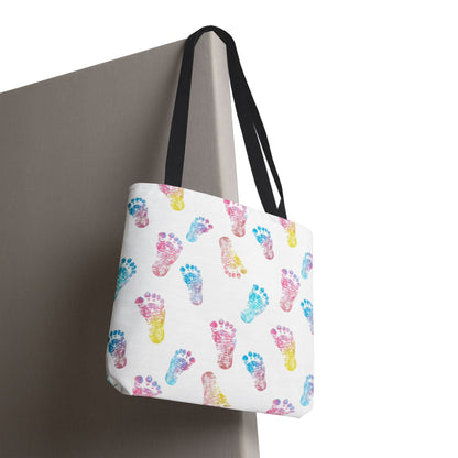 Colorful Baby Footprint Tote Bag,  Gift for New Moms