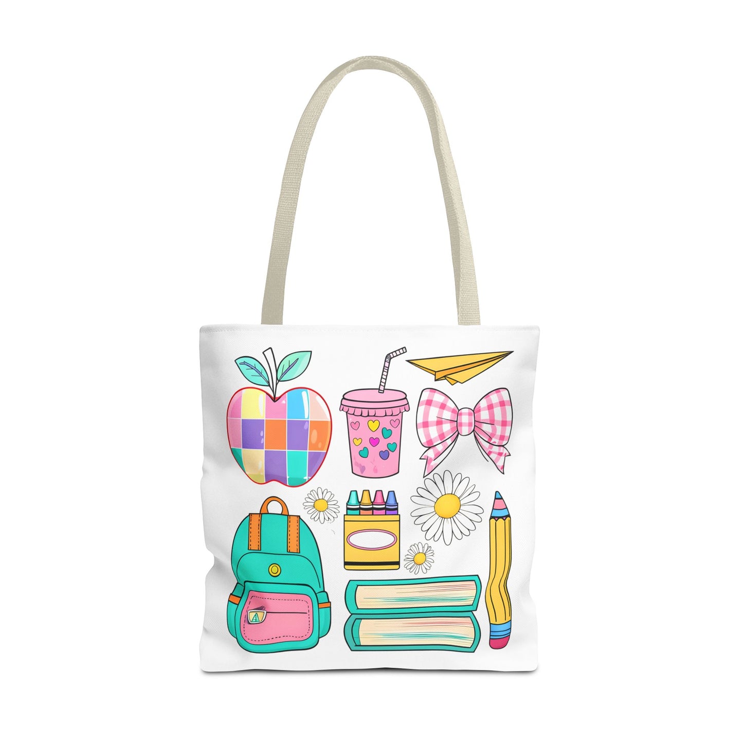 Colorful School Supplies Tote Bag, Perfect for Students & Teachers