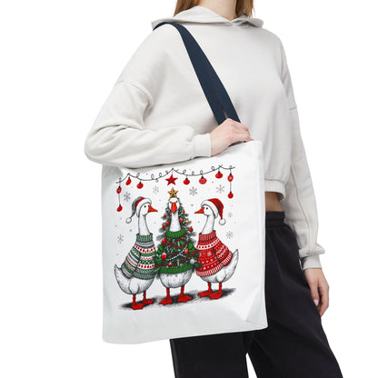 Festive Christmas Geese Tote Bag