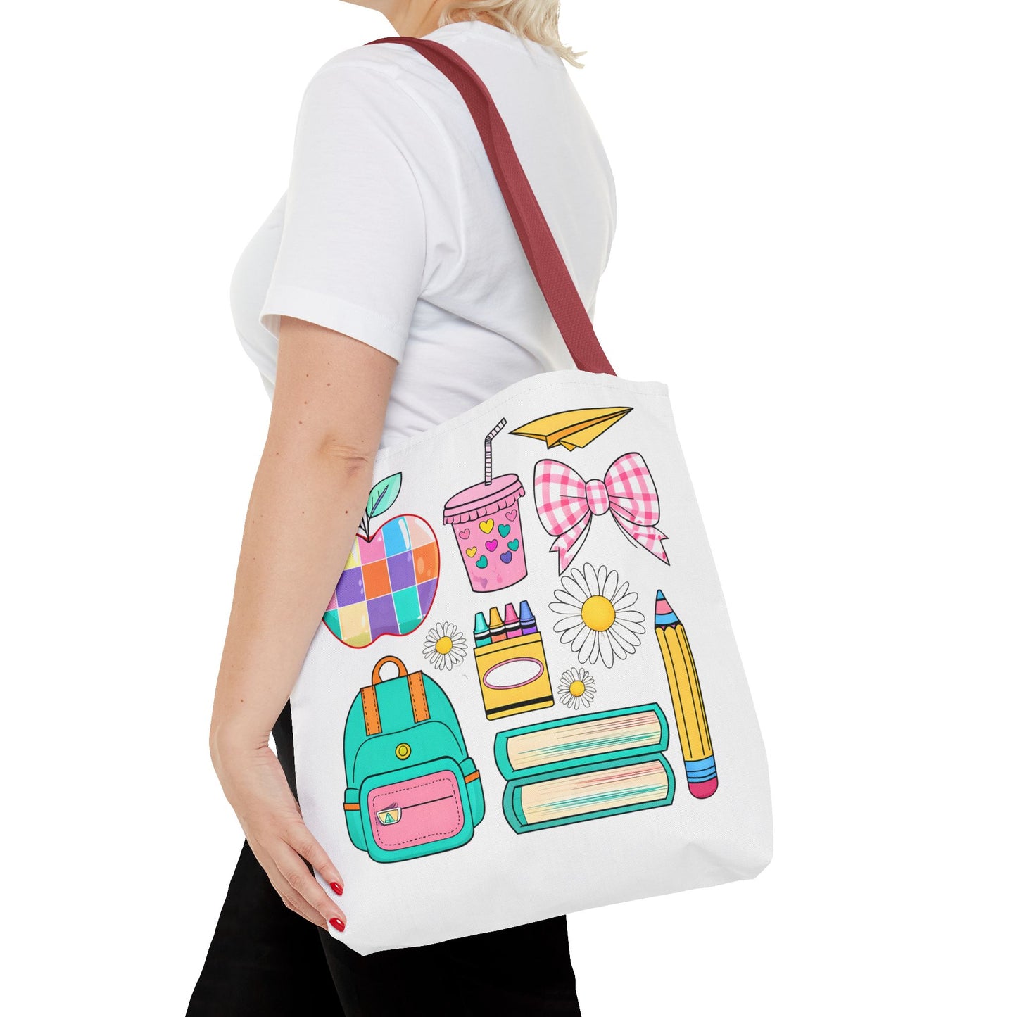 Colorful School Supplies Tote Bag, Perfect for Students & Teachers