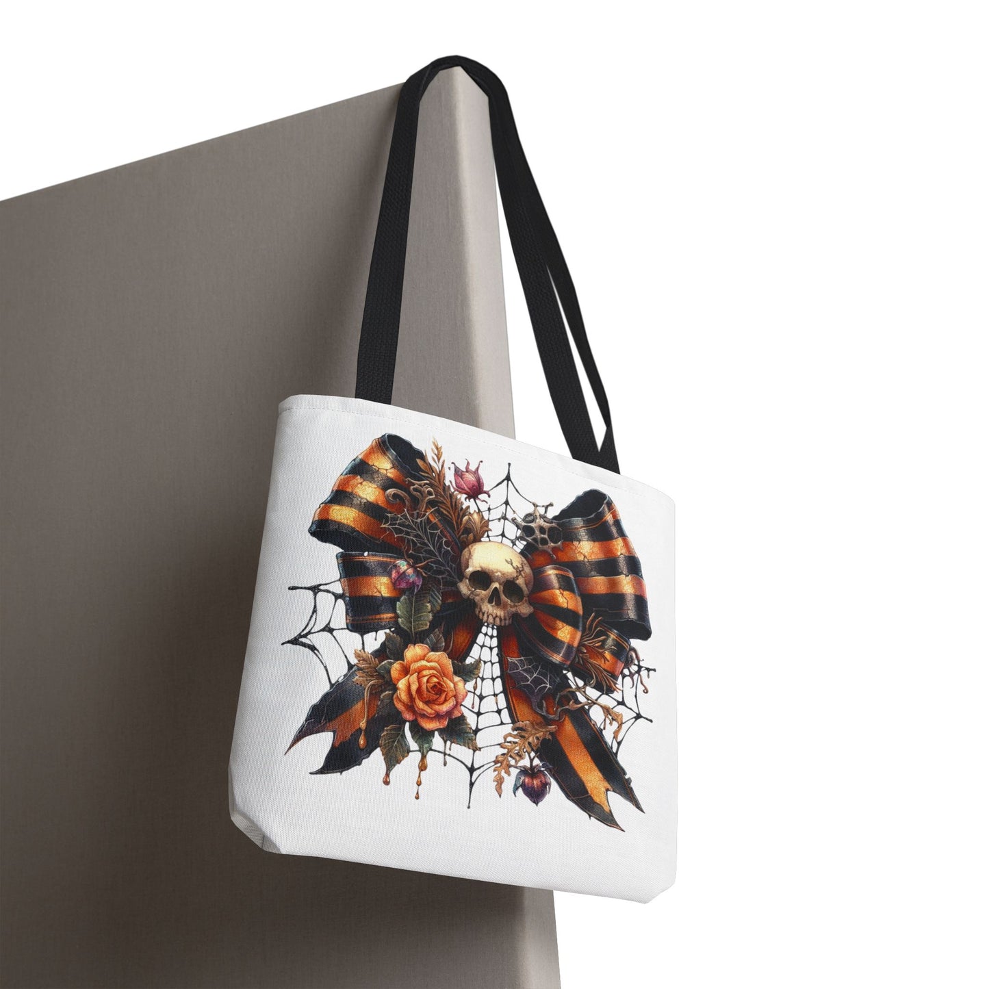 Halloween Skull & Ribbon Tote Bag