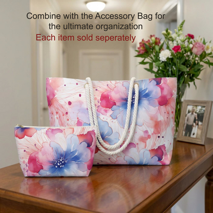 Floral Watercolor Weekender Travel Beach Bag