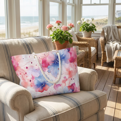 Floral Watercolor Weekender Travel Beach Bag