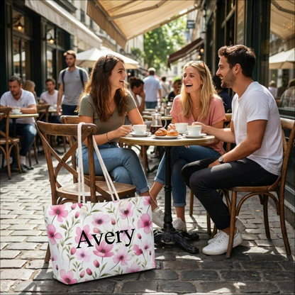 Personalized Pink Floral Weekender Bag