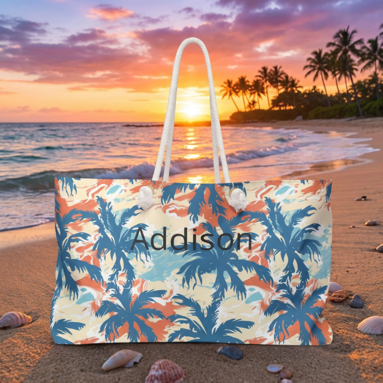 Personalized Tropical Beach Travel Tote
