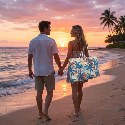 Personalized Tropical Beach Travel Tote