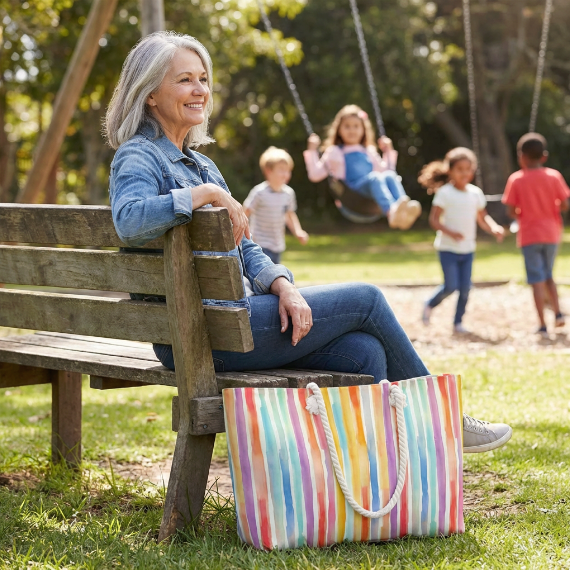 Vibrant Striped Weekender Bag, Travel Tote