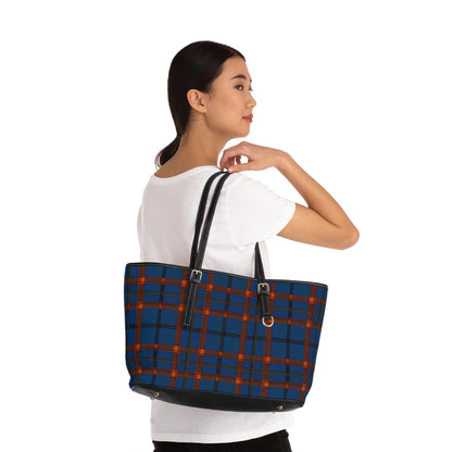 Navy & Rust Plaid Shoulder Bag