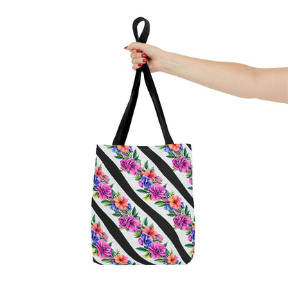 Floral Stripe Tote Bag,