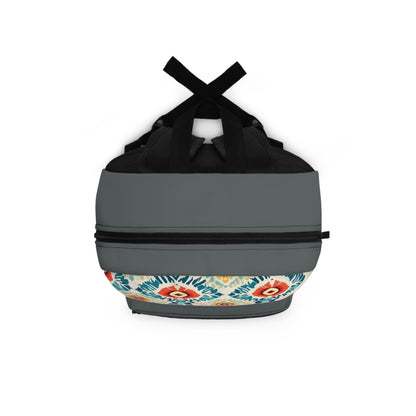 Colorful Pattern Highlights the Grey Backpack