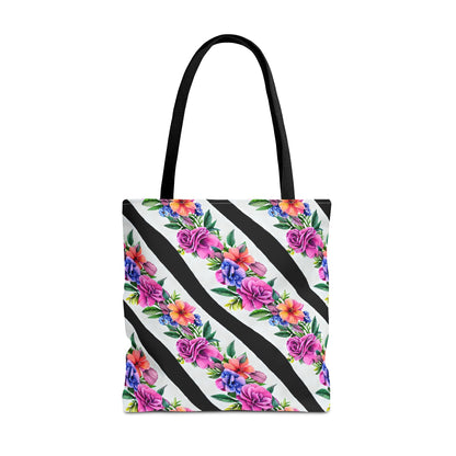 Floral Stripe Tote Bag,