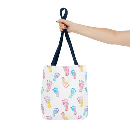 Colorful Baby Footprint Tote Bag,  Gift for New Moms