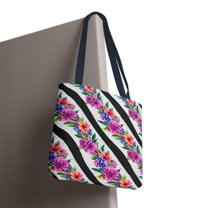 Floral Stripe Tote Bag,