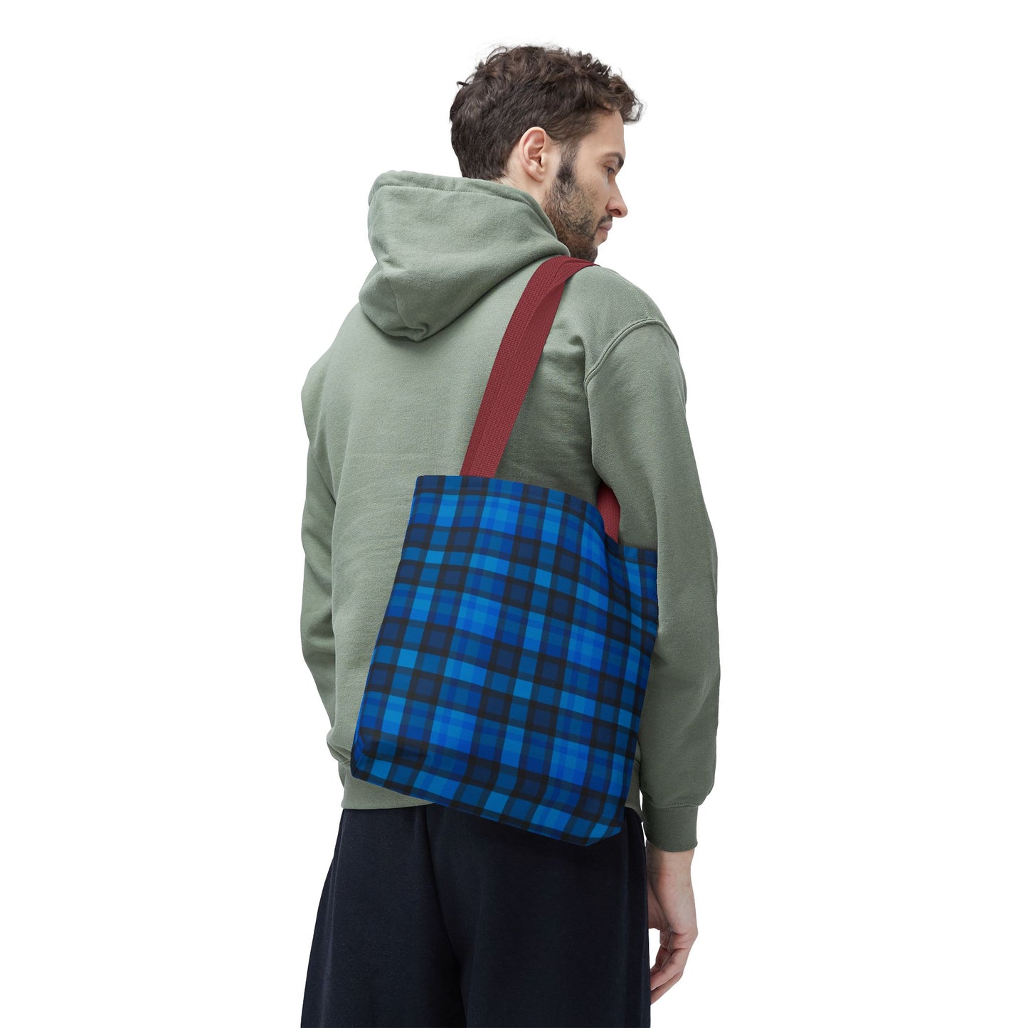 Blue Plaid Tote Bag, Gift for Her or Him,
