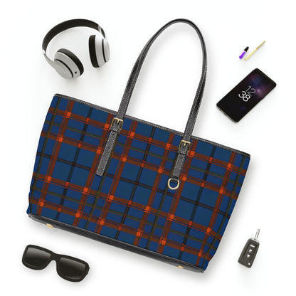 Navy & Rust Plaid Shoulder Bag