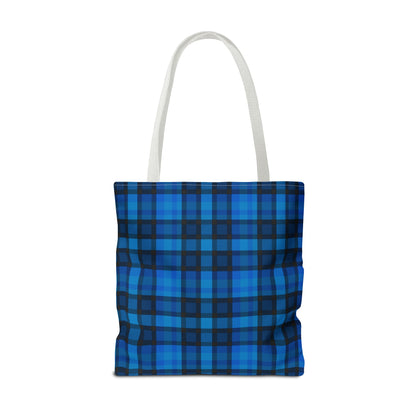 Blue Plaid Tote Bag, Gift for Her or Him,