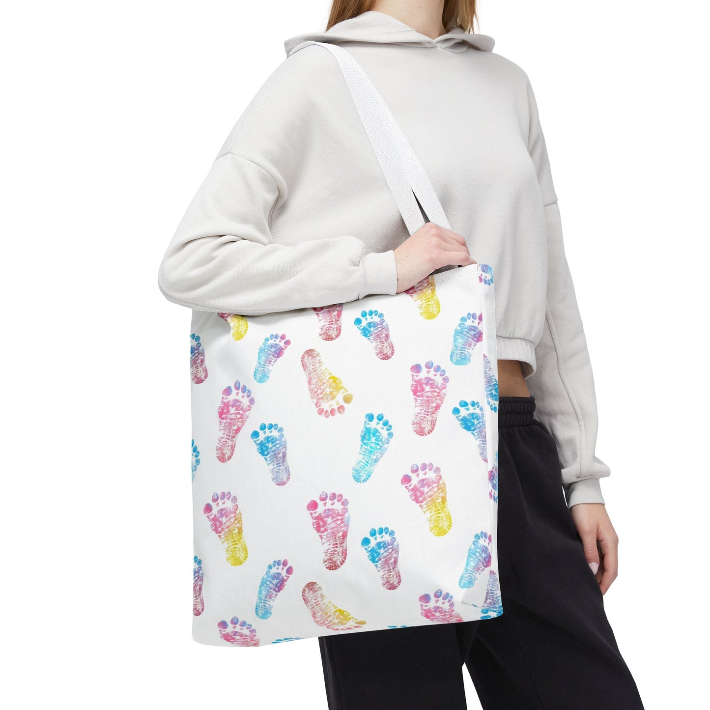 Colorful Baby Footprint Tote Bag,  Gift for New Moms