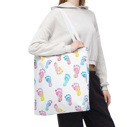Colorful Baby Footprint Tote Bag,  Gift for New Moms