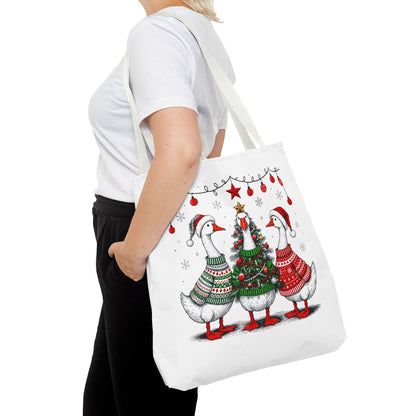 Festive Christmas Geese Tote Bag