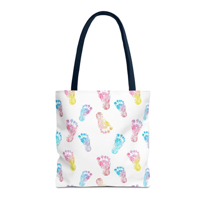 Colorful Baby Footprint Tote Bag,  Gift for New Moms