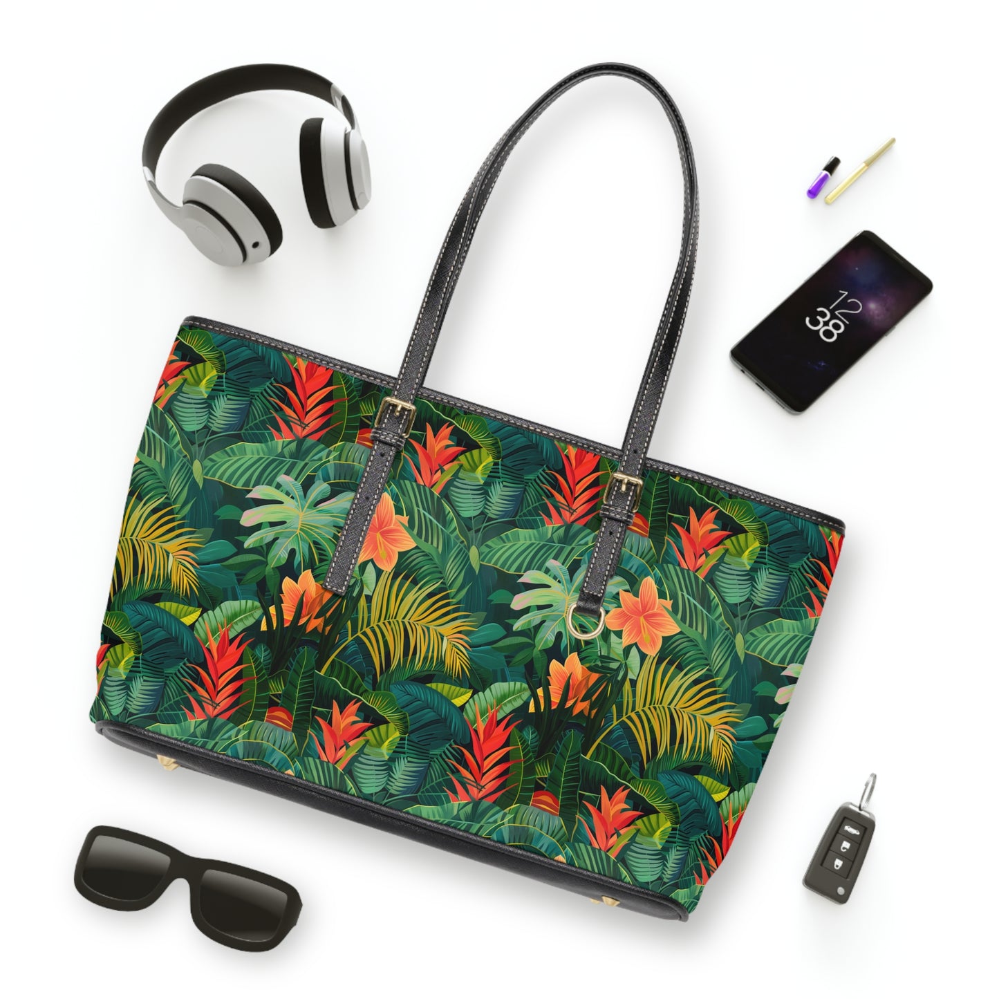 Vibrant Jungle Print Shoulder Bag