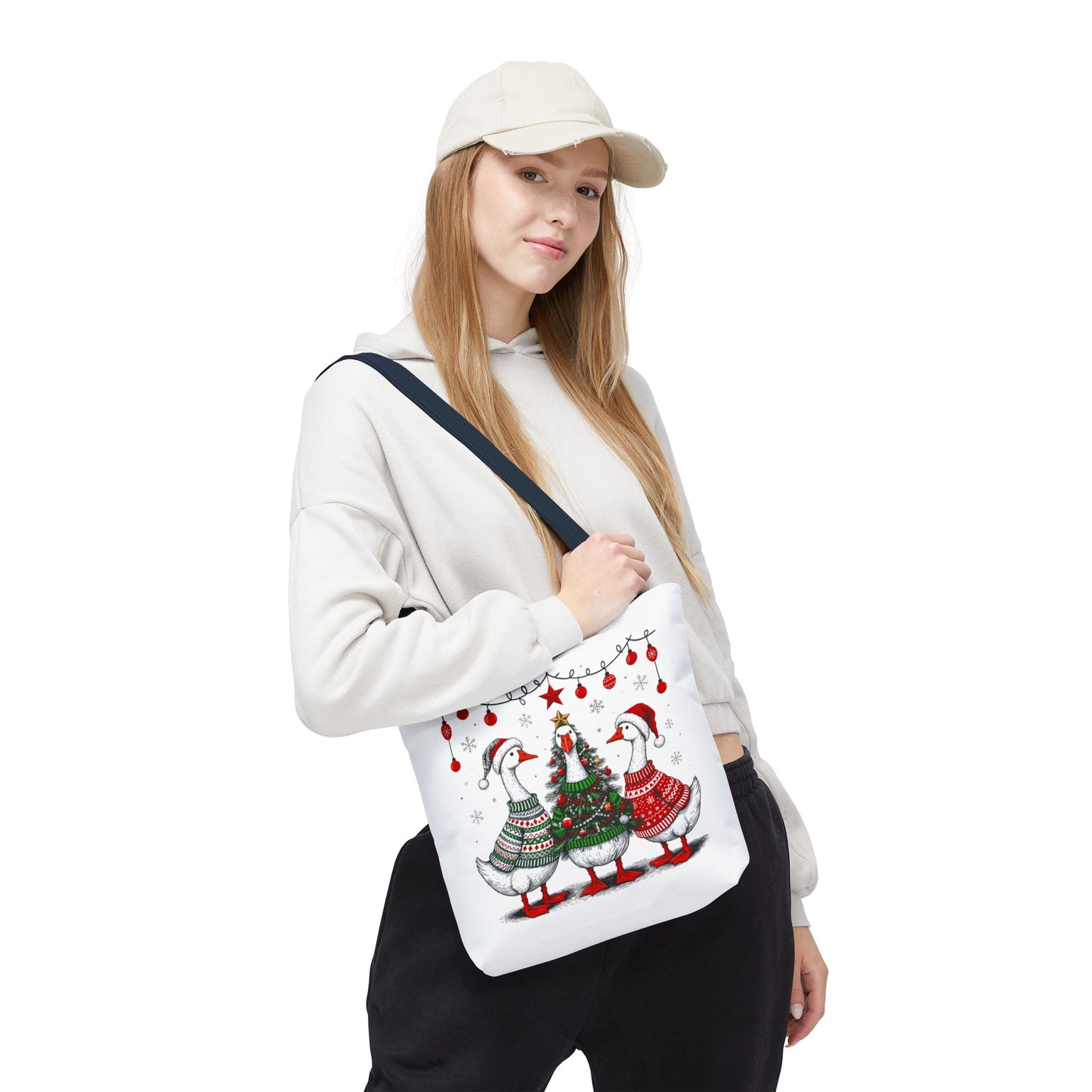 Festive Christmas Geese Tote Bag
