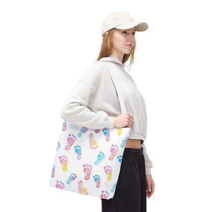 Colorful Baby Footprint Tote Bag,  Gift for New Moms