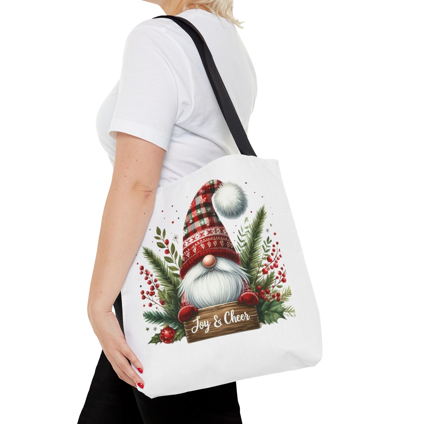 Christmas Gnome Tote Bag - Joy & Cheer Holiday Shopper