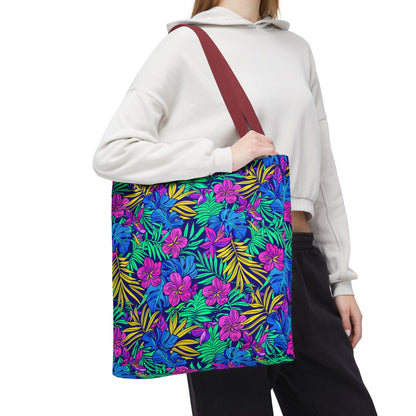 Tropical Floral Tote Bag, Beach Bag, Shopping Tote