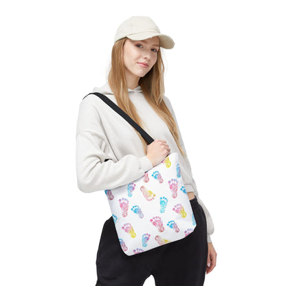 Colorful Baby Footprint Tote Bag,  Gift for New Moms