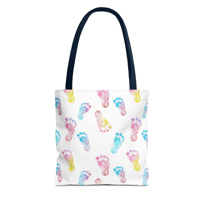 Colorful Baby Footprint Tote Bag,  Gift for New Moms