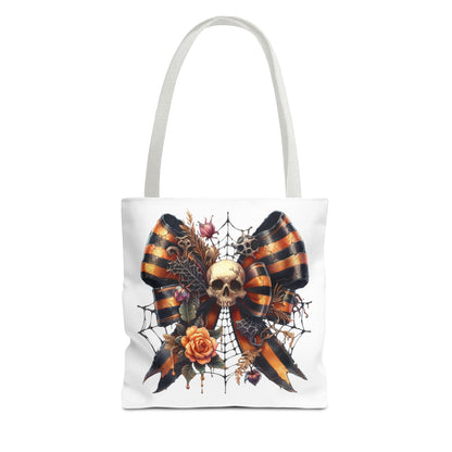 Halloween Skull & Ribbon Tote Bag