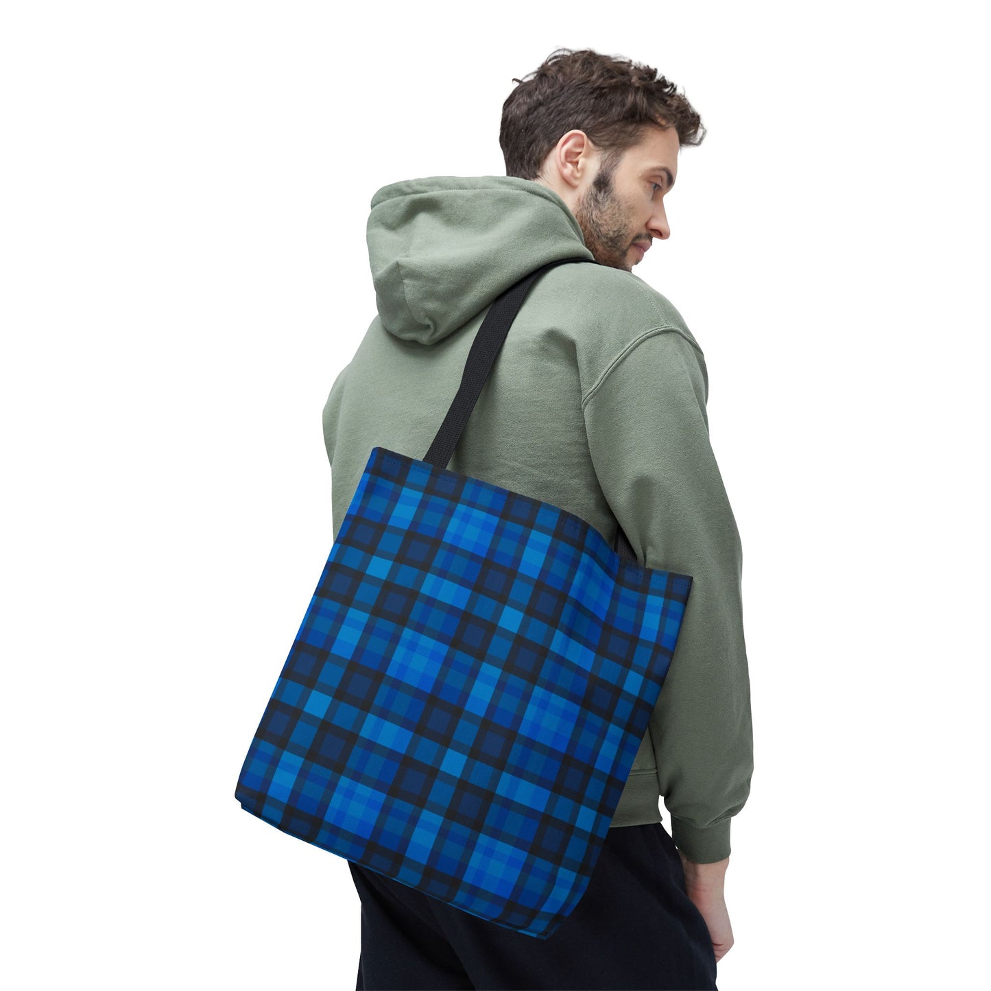 Blue Plaid Tote Bag, Gift for Her or Him,
