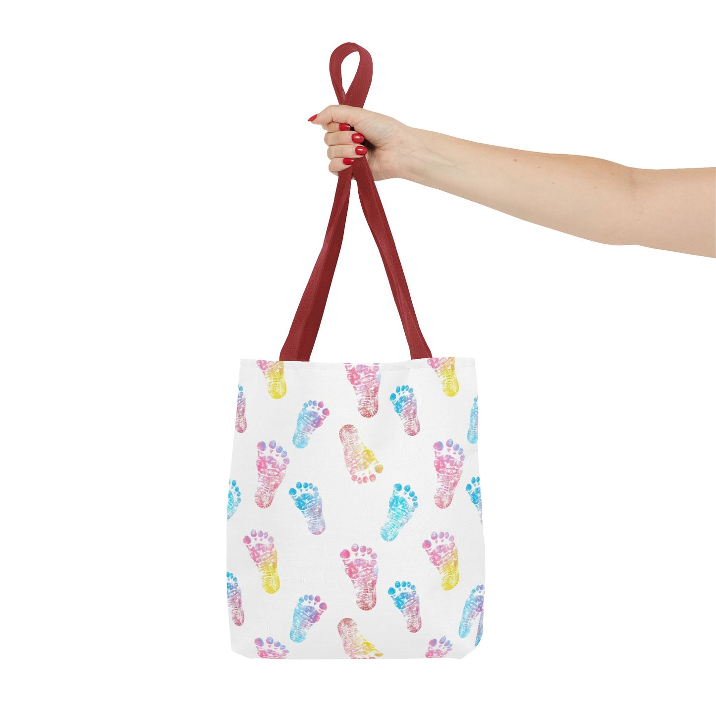 Colorful Baby Footprint Tote Bag,  Gift for New Moms