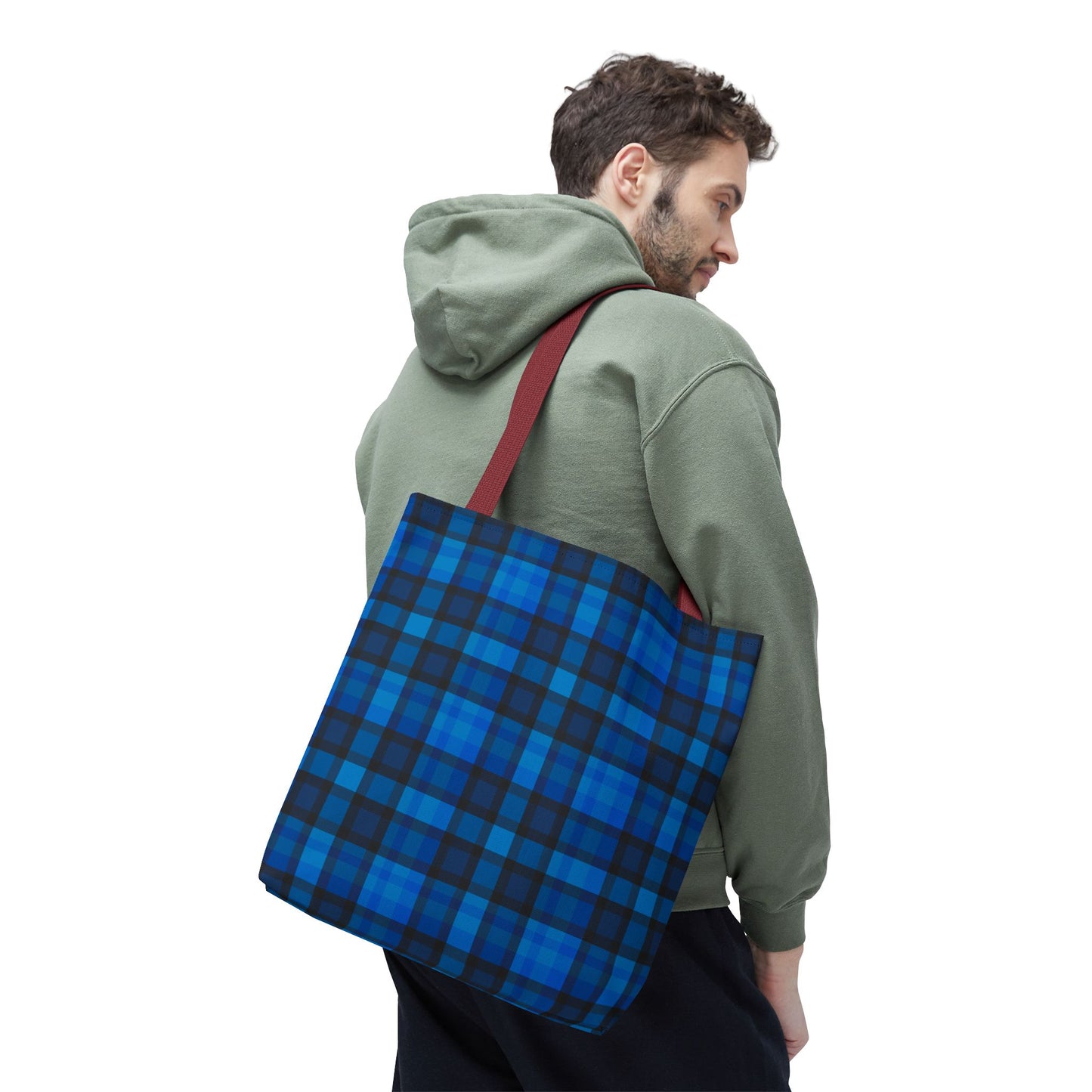 Blue Plaid Tote Bag, Gift for Her or Him,