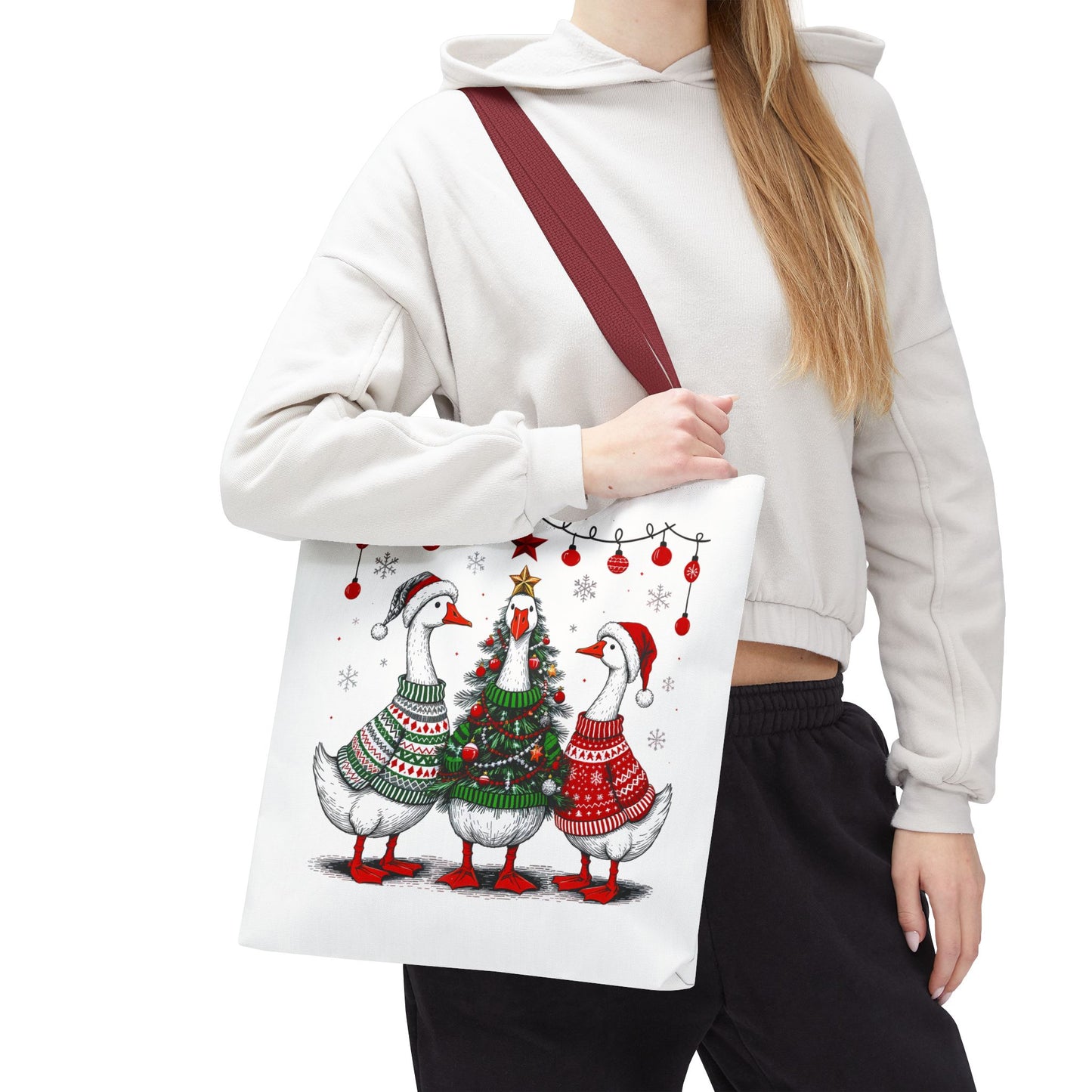 Festive Christmas Geese Tote Bag