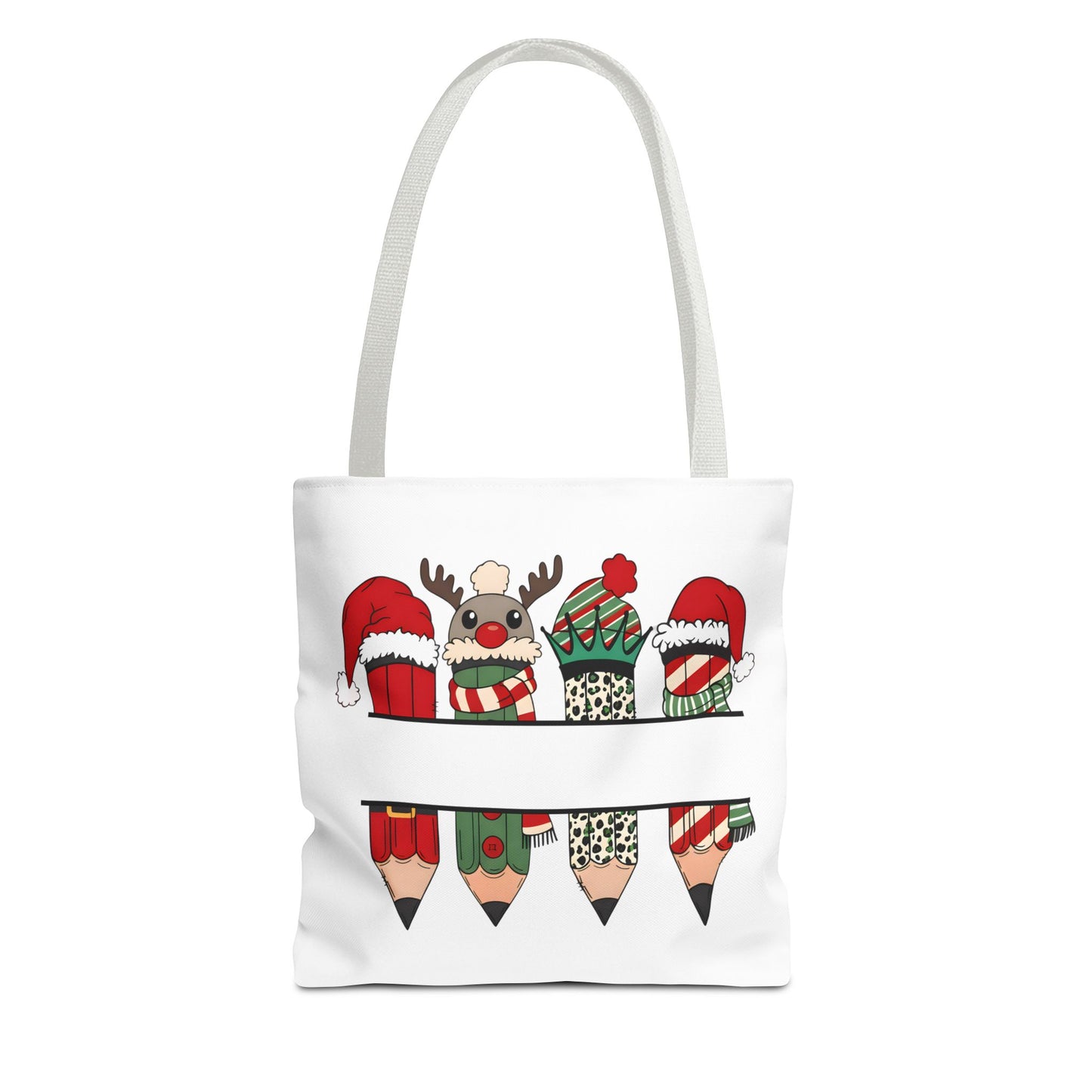 Festive Pencil Reindeer Tote Bag, Holiday Shopping Bag, Christmas Gift Tote, Teacher Appreciation, Winter Decor, Eco-Friendly Bag