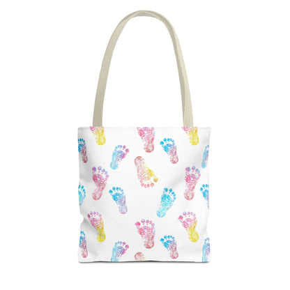 Colorful Baby Footprint Tote Bag,  Gift for New Moms