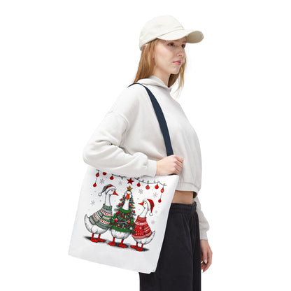 Festive Christmas Geese Tote Bag